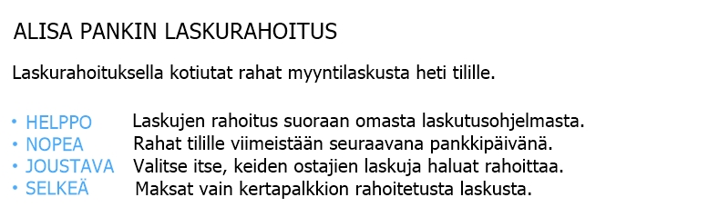 Alisa Pankin laskurahoitus tarjoaa yrityksille joustavuutta