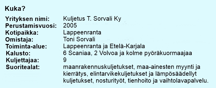 SKAL ry_Kuljetusyrittaja 3 2025_Kuljetus T.Sorvali_yritystiedot