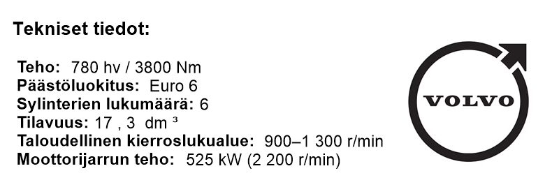 SKAL ry_Kuljetusyrittaja 4_2025_Ajossa_VOLVO D17 780_tekniset tiedot