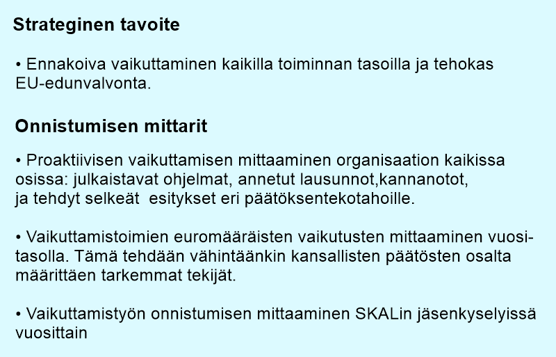 SKAL ry_Kuljetusyrittaja 4_2025_Strategia_Vaikutamme logistiikkaalan toimintaedellytyksiin ennakoiden oikeissa paikoissa_infoboxi 1