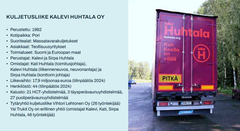 SKAL ry_Kuljetusyrittaja 4_2025_Kuljetusliike Kalevi Huhtala Oy_infoboxi